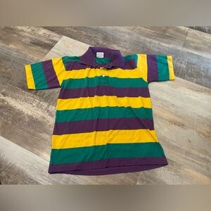 Purple, Green and Gold striped Mardi Gras polo shirt-L
NWOT
